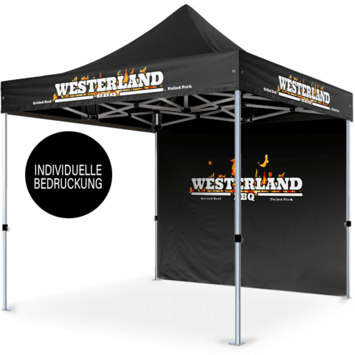 Faltpavillon mit individueller Westerland BBQ Bedruckung