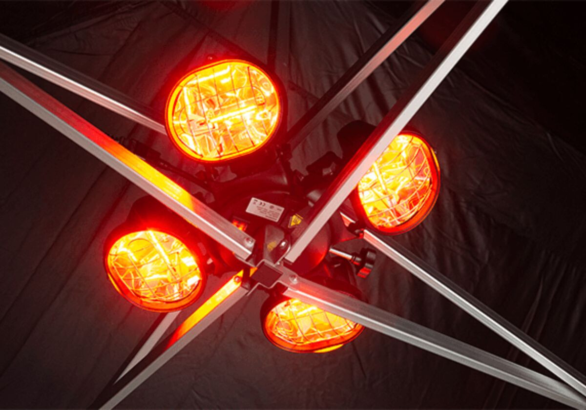 Infrarot Heizstrahler auf Faltpavillon