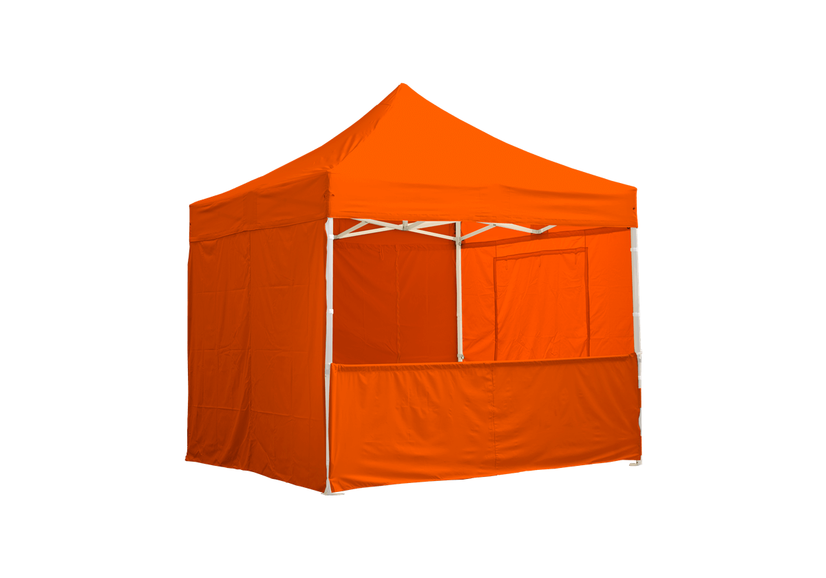Eine orange 4,5m halbwand, 4 für Pavillon