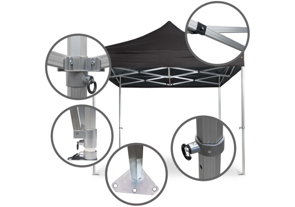 Duratent Faltzelt Hexa50, 4m x 4m, schwarz