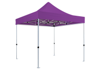 lila Faltpavillon mit Alu-Standfüßen