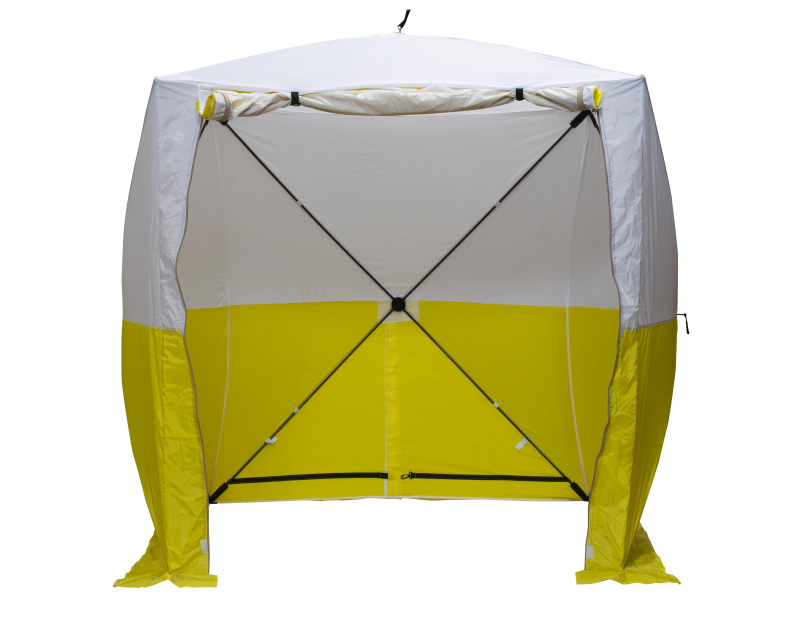 Arbeitszelt in Gelb und Weiß