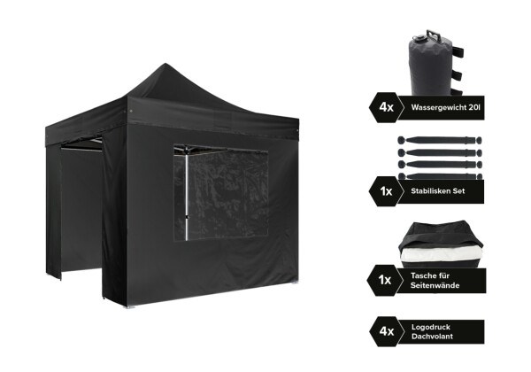 Pavillon Streetfood Set, Hexa40 3x3 m, faltbar, schwarz,...