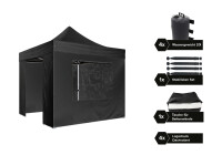 Pavillon Streetfood Set, Hexa40 3x3 m, faltbar, schwarz, ganzjährig wetterfest