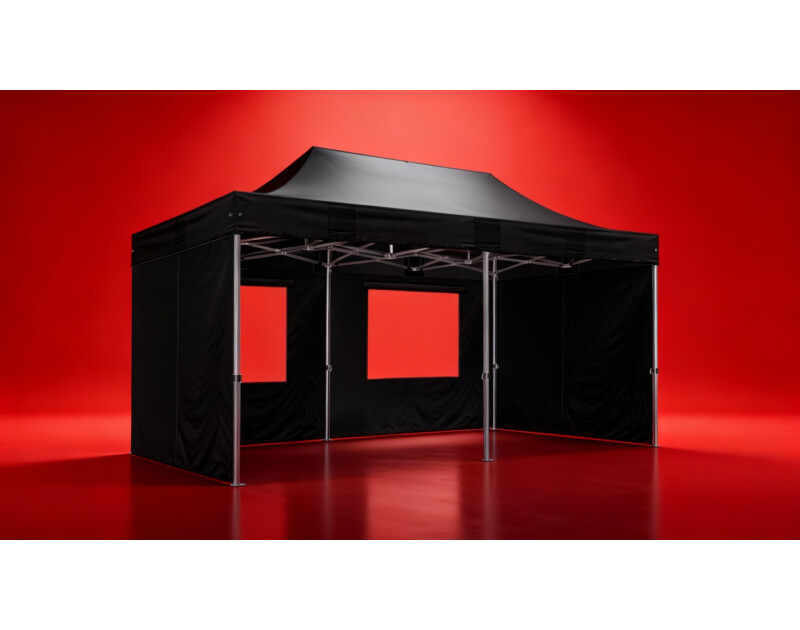 Pavillon Gastronomie Set, Hexa50 3x6 m, schwarz