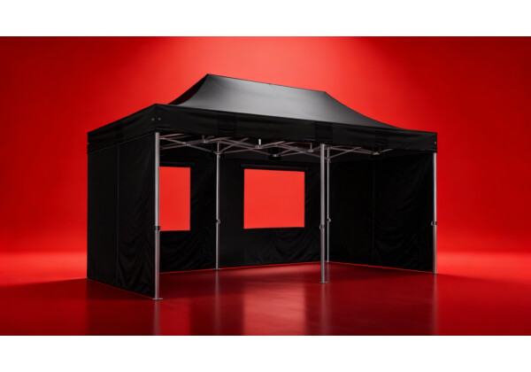 Pavillon Gastronomie Set, Hexa50 3x6 m, schwarz