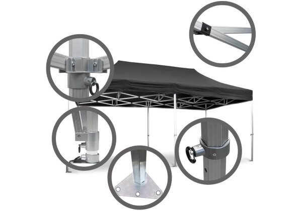 Pavillon Gastronomie Set, Hexa50 3x6 m, schwarz