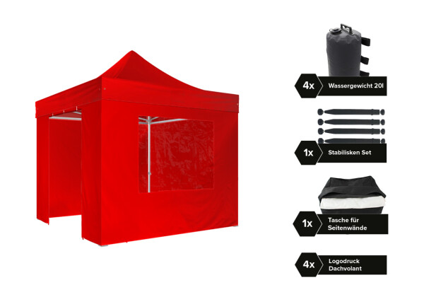 Set Feuerwehr & Katastrophenschutz Duratent Faltzelt Hexa50, 3m x 3m, rot