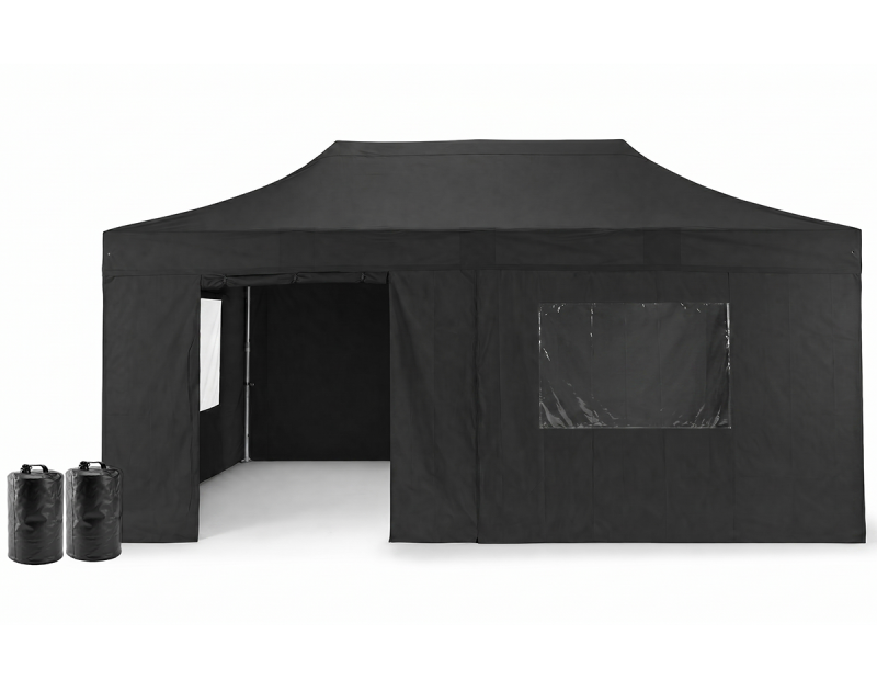 Profi-Gastrozelt: Duratent Hexa50 3m x 6m Faltpavillon schwarz