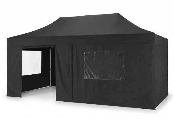 Profi-Gastrozelt: Duratent Hexa50 3m x 6m Faltpavillon schwarz